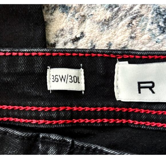 Artful Rebel Black Denim Straight Leg Jeans Mens Size 36X30 - Picture 4 of 9